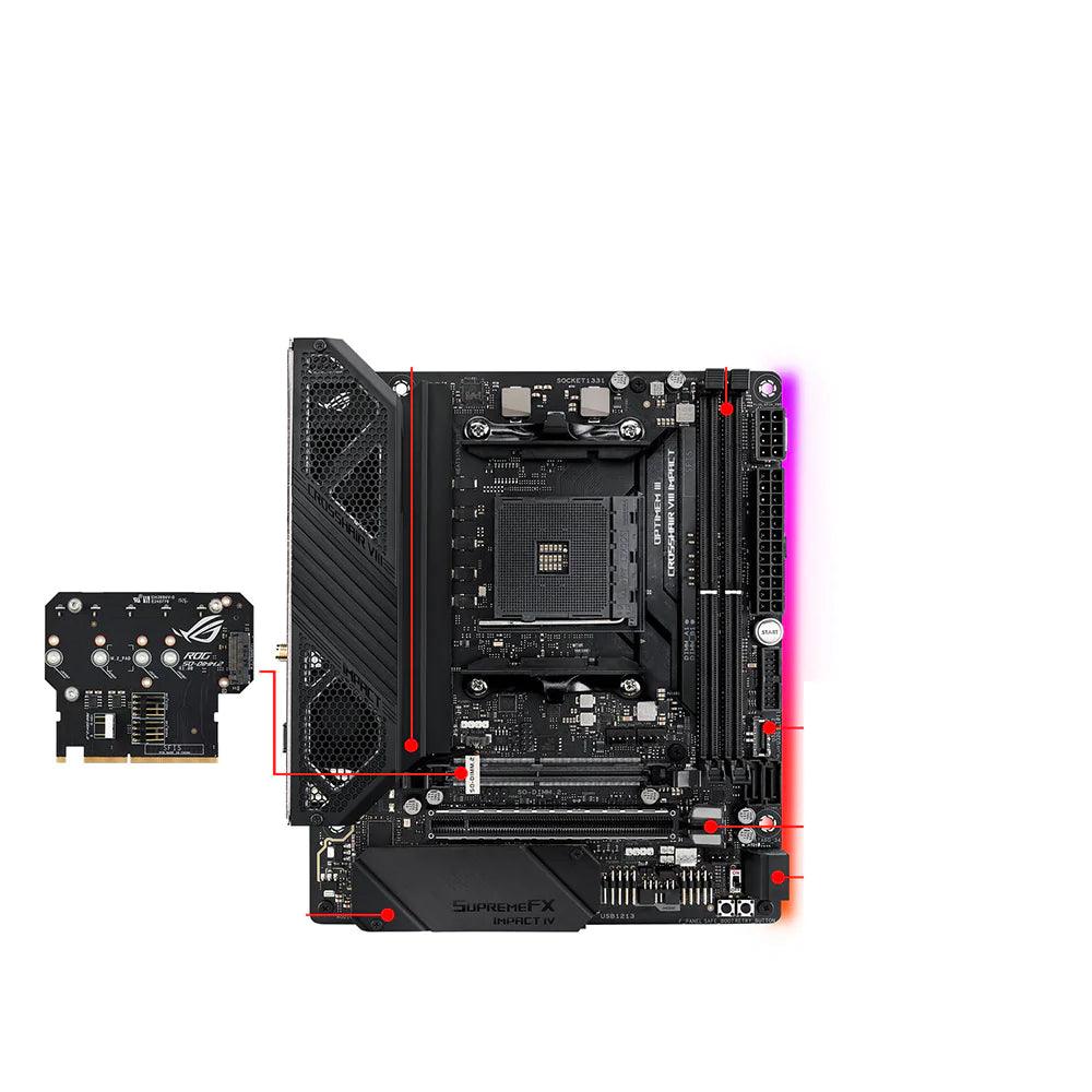 ASUS ROG CROSSHAIR VIII IMPACT AMD AM4 X570 Mini-DTX enthusiast gaming motherboard carte mère - ADYASTORE casablanca maroc