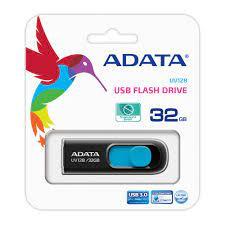 CLE USB ADATA AUV128 HIGH-SPEED 32 GB USB 3.2 CAPLESS USB BLACK/BLUE - ADYASTORE casablanca maroc