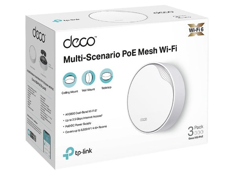 TP-Link DECO X50 POE 3-Pack AX3000 Whole Home Mesh Wi-Fi 6 System