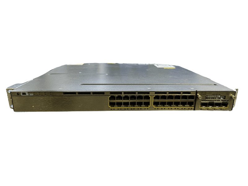 **Used** Cisco 24-Port POE+ Switch WS-C3750X-24P-L *V01* w/ 10GbE SFP+Module, Dual PSU