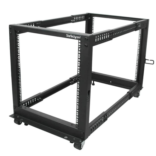 StarTech 12U Adjustable Depth Open Frame 4 Post Server Rack with Casters/Levelers And Cable Management Hooks - ADYASTORE casablanca maroc