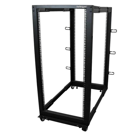 StarTech 25U Adjustable Depth Open Frame 4 Post Server Rack with Casters/Levelers And Cable Management Hooks - ADYASTORE casablanca maroc