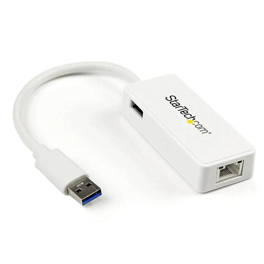 Startech USB 3.0 to Gigabit Ethernet Adapter NIC with USB-Port, White - ADYASTORE casablanca maroc