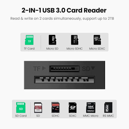 Ugreen 2-in-1 USB 3.0 SD/TF Card Reader - ADYASTORE casablanca maroc