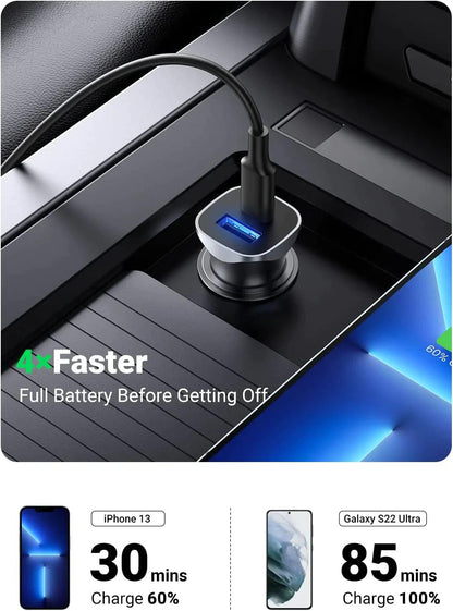 Ugreen 24W USB C Car Charger with PD & QC 3.0 Dual Ports - ADYASTORE casablanca maroc