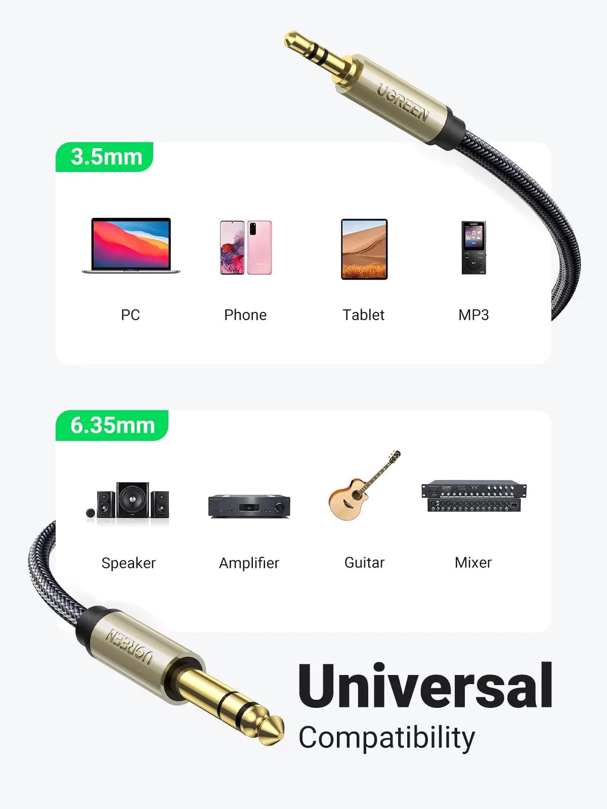 Ugreen 3.5mm TRS to 6.35mm TS Audio Cable - ADYASTORE casablanca maroc