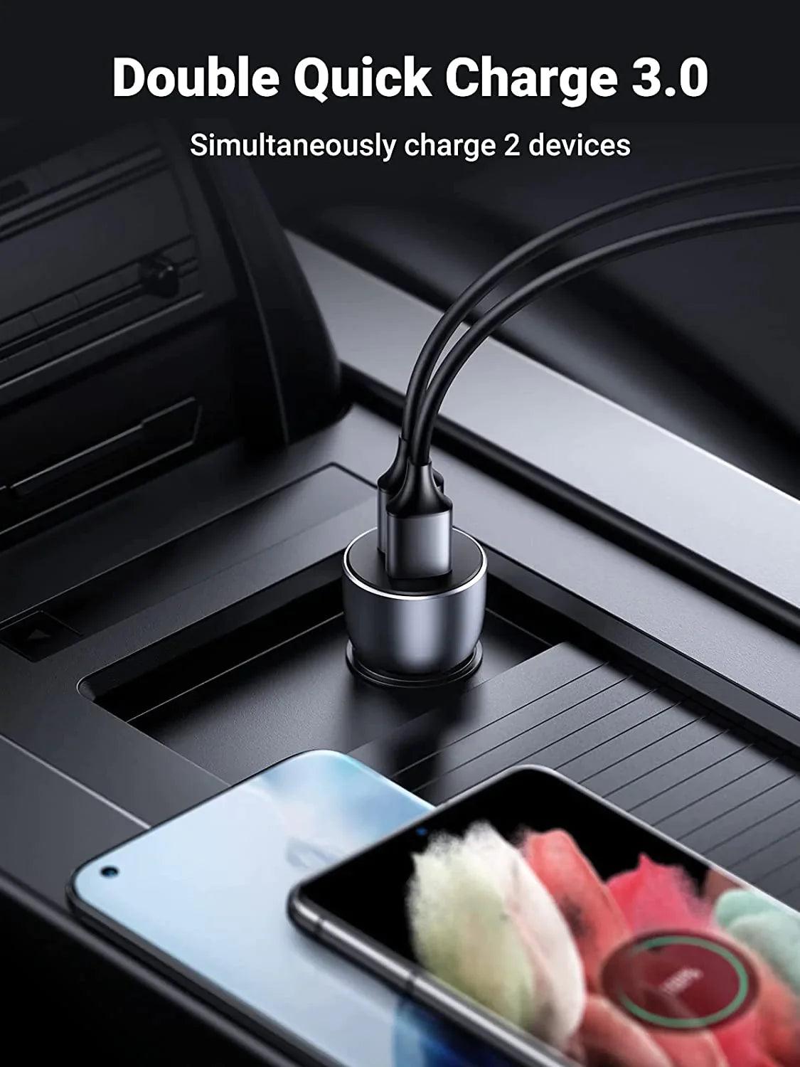 Ugreen 36W QC3.0 Car Charger with USB C Cable Dual USB Ports - ADYASTORE casablanca maroc