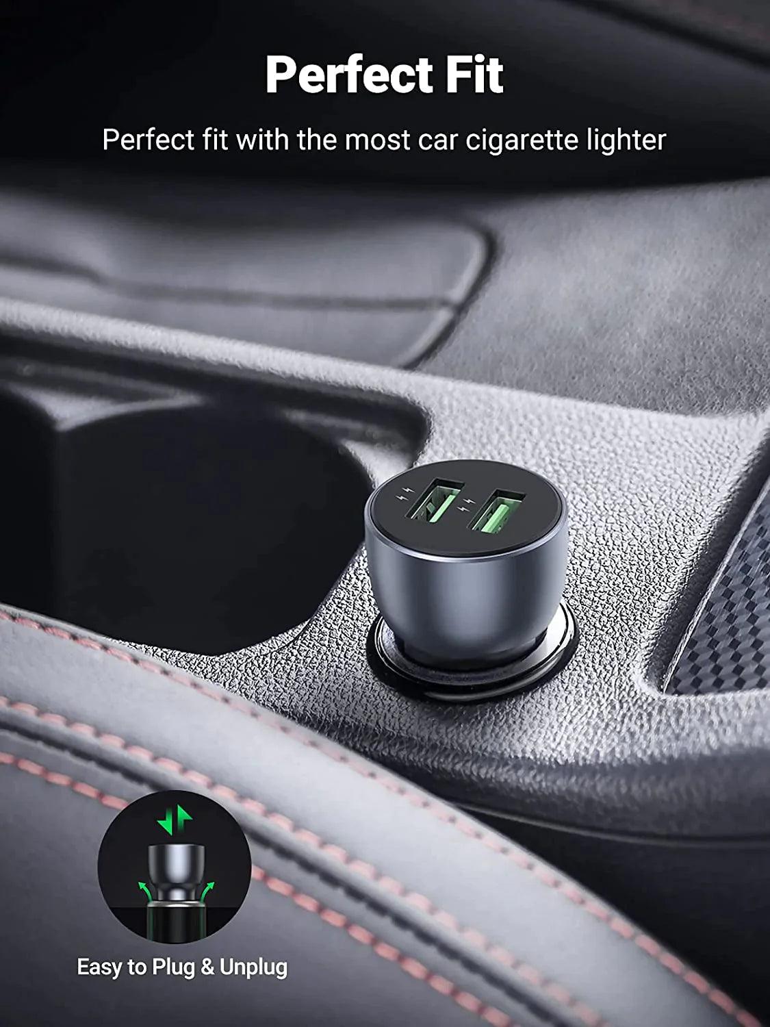 Ugreen 36W QC3.0 Car Charger with USB C Cable Dual USB Ports - ADYASTORE casablanca maroc