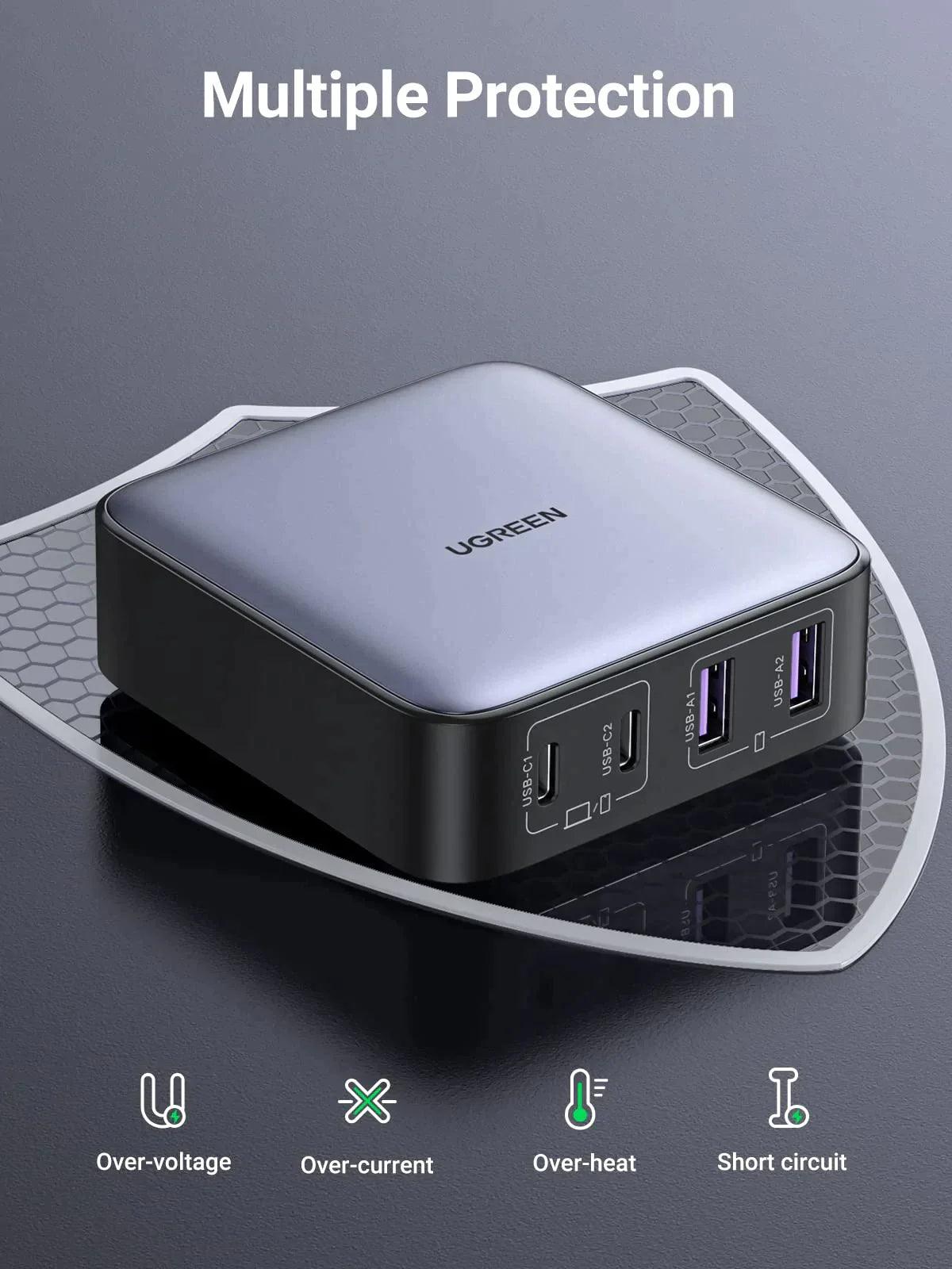 UGREEN 65W USB C Charger Nexode GaN 4-Port Fast Desktop Charger Power Adapter - ADYASTORE casablanca maroc