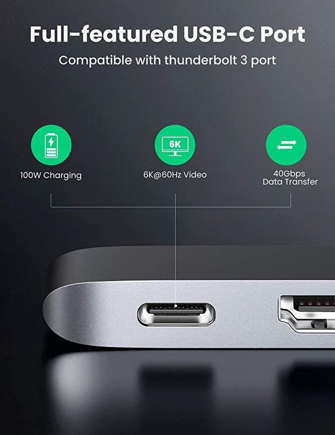 UGREEN MacBook Pro USB C Hub Adapter 5 IN 2 HDMI 4K Type C Port Thunderbolt 3 for Video, 100W PD Charging - ADYASTORE casablanca maroc