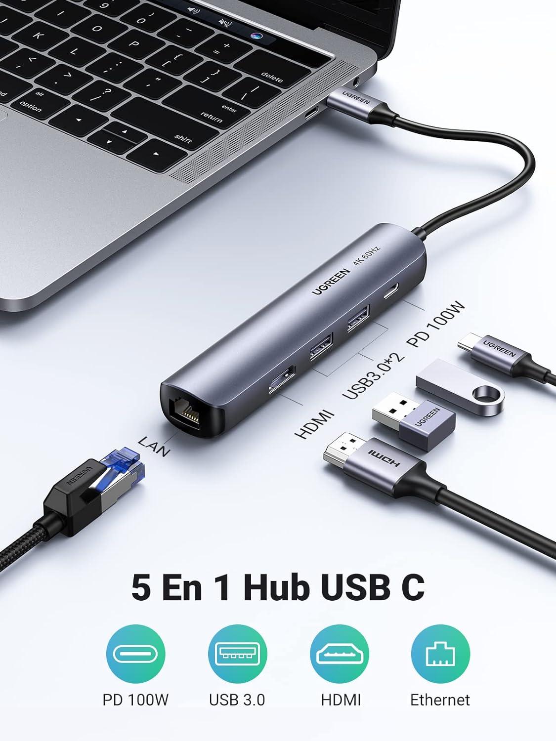 Ugreen Mini Station d'accueil USB-C 5en1 with PD - ADYASTORE casablanca maroc