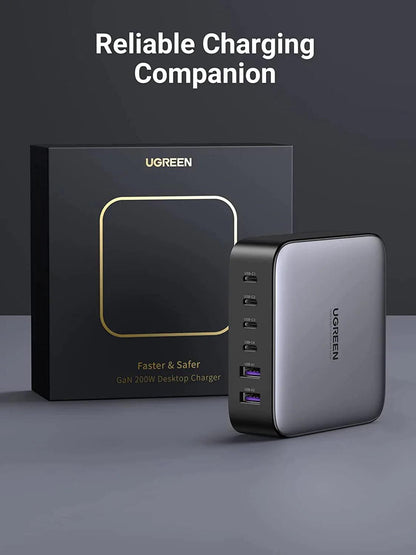 Ugreen Nexode 200W USB C Wall Charger - 6 Ports - ADYASTORE casablanca maroc