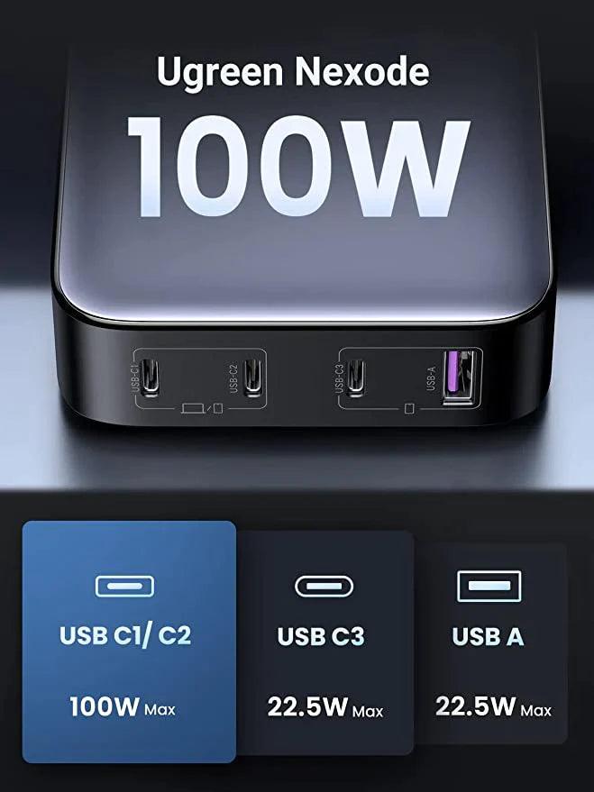 UGREEN Nexode 4 Ports 100W GaN Desktop Charger - ADYASTORE casablanca maroc