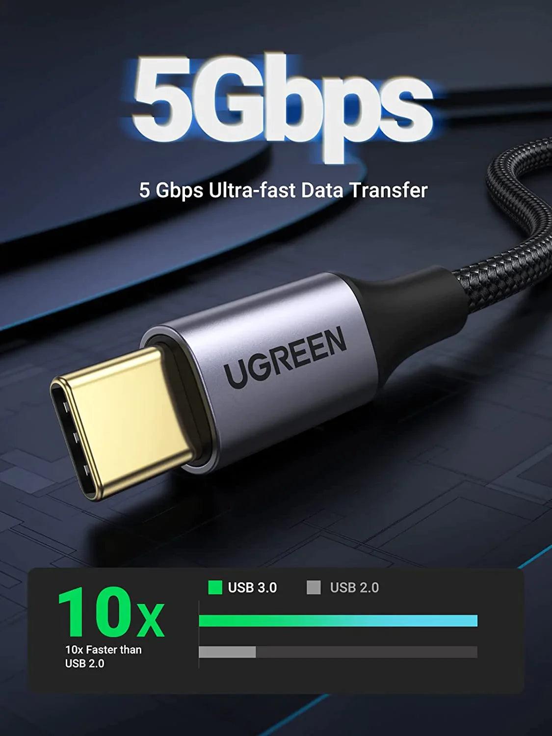 UGREEN USB A to USB C 3.0 Cable 5Gbps Type C Fast Charge Lead - ADYASTORE casablanca maroc