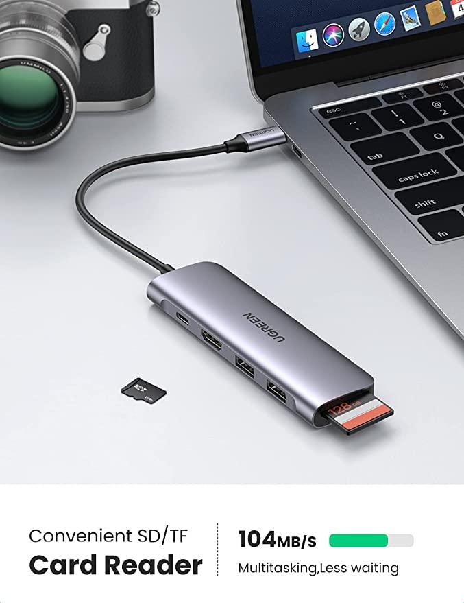 UGREEN USB C Hub HDMI 6-IN-1 Type C Hub - ADYASTORE casablanca maroc