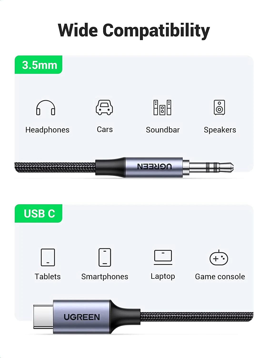 Ugreen USB C to 3.5mm Audio Cable - ADYASTORE casablanca maroc