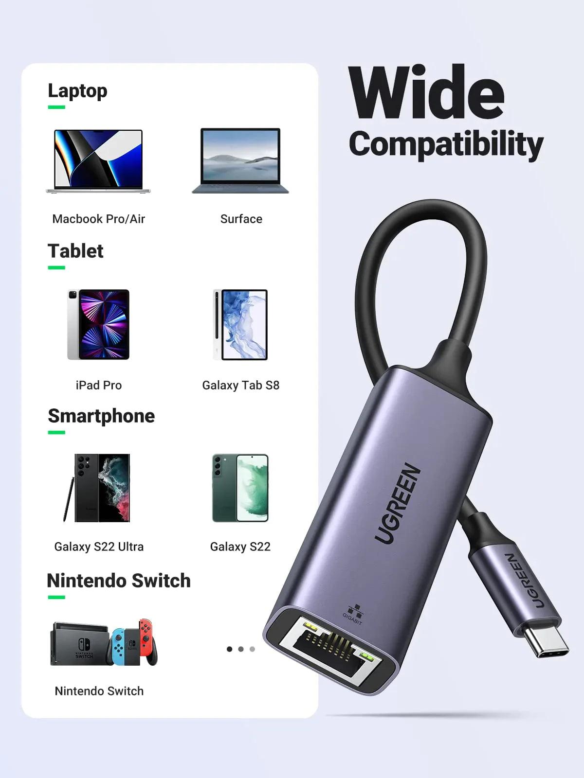 Ugreen USB C to Ethernet Adapter - ADYASTORE casablanca maroc