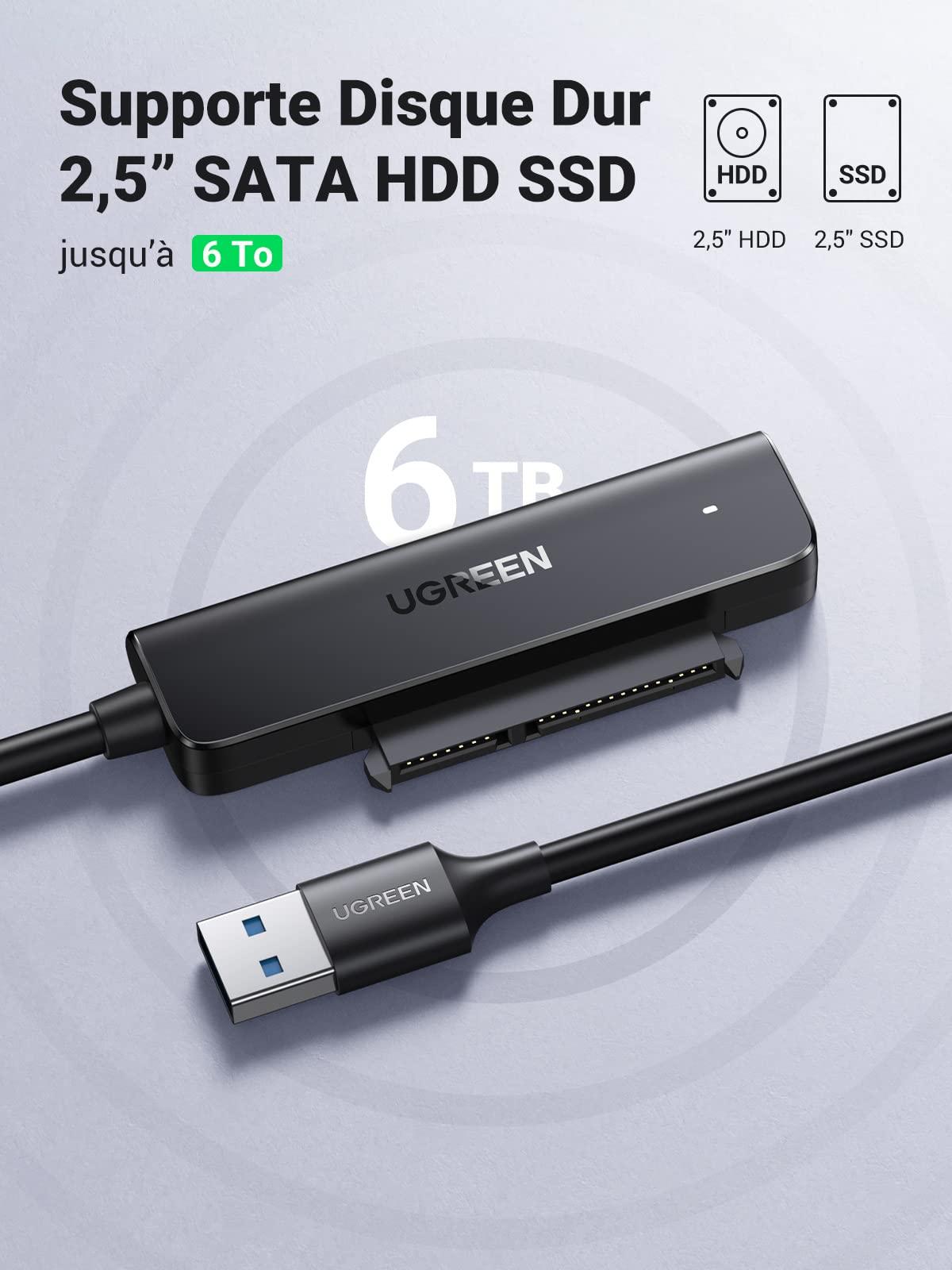 UGREEN Câble SATA USB 3.0 Adaptateur SATA USB pour SSD et Disques Durs 2,5 Pouces Lecteur Disque Dur Externe Supporte - ADYASTORE casablanca maroc