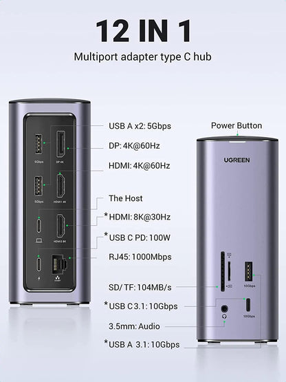 Ugreen USB C Triple Display Docking Station (13-in-1) - ADYASTORE casablanca maroc